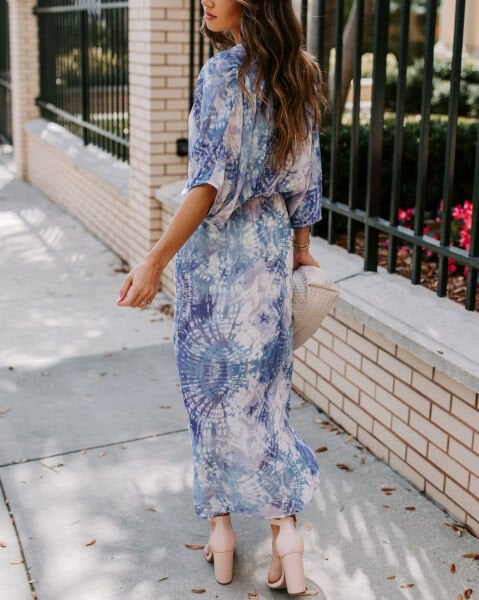 BLUE-ECRU-BATIK DRESS