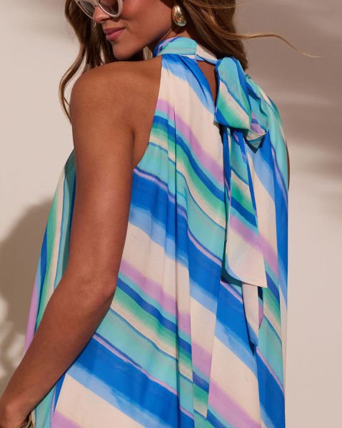 PINK-BLUE-STRIPED  DRESS