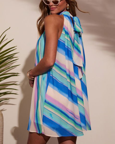 PINK-BLUE-STRIPED  DRESS
