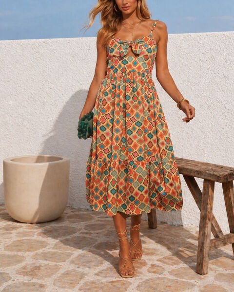 MULTICOLOR-PRINTED DRESS M - MULTICOLOR-PRINTED