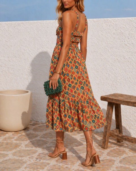 MULTICOLOR-PRINTED DRESS M - MULTICOLOR-PRINTED