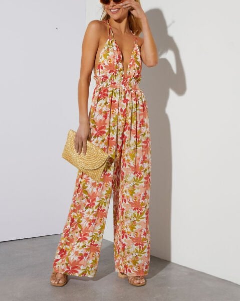 ECRU-RED-FLORAL JUMPSUIT S - ECRU-RED-FLORAL