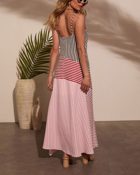 BLACK-RED-STRIPED  DRESS