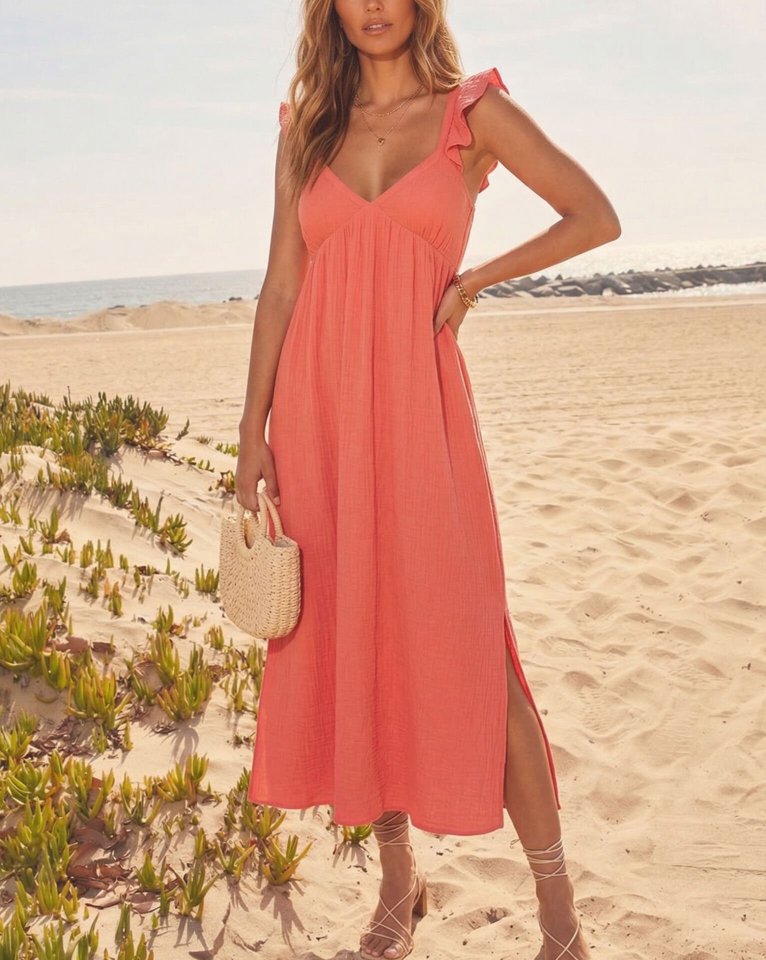 PEACH DRESS L - PEACH
