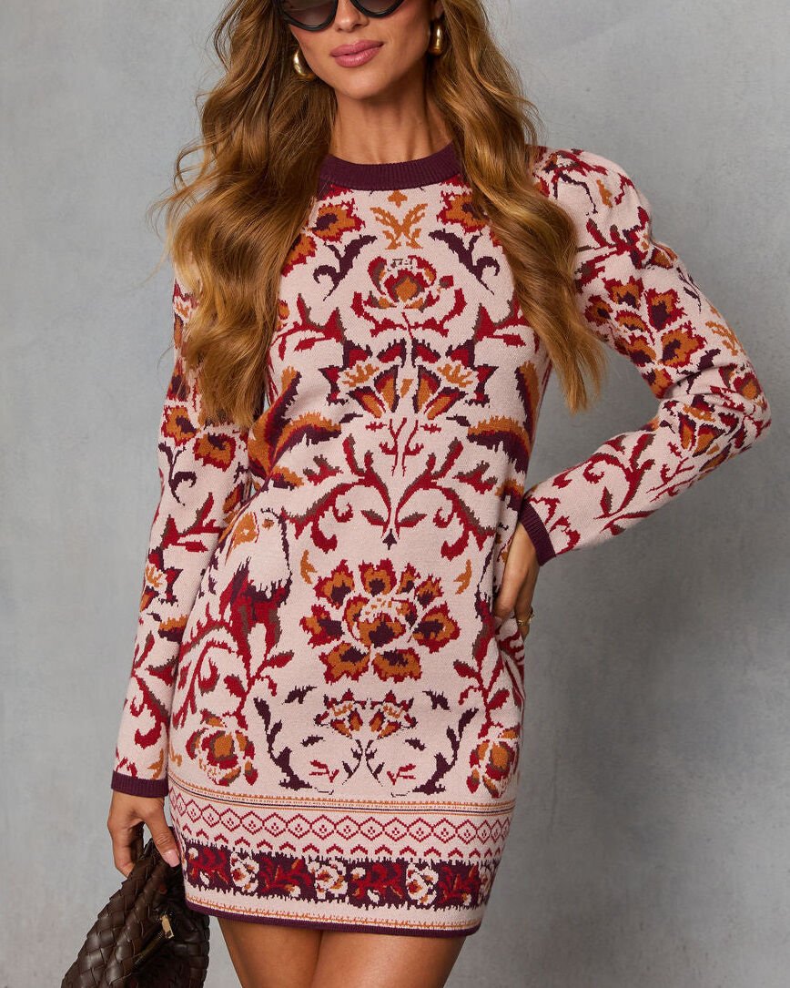 PINK-RED-FLORAL DRESS XL - PINK-RED-FLORAL