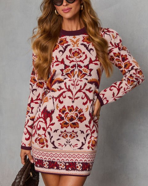 PINK-RED-FLORAL DRESS XL - PINK-RED-FLORAL