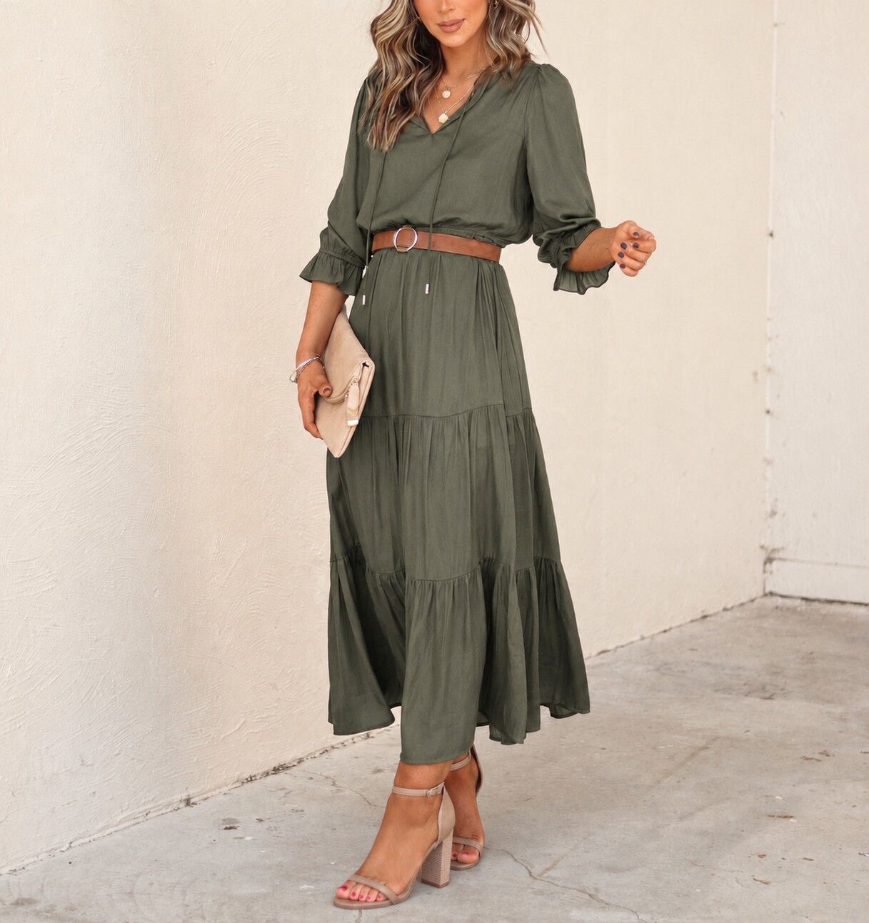 KHAKI DRESS M - KHAKI