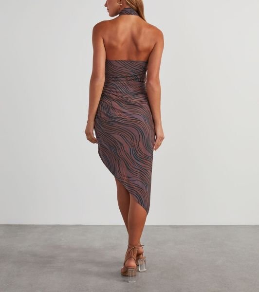 BROWN-PRINTED DRESS