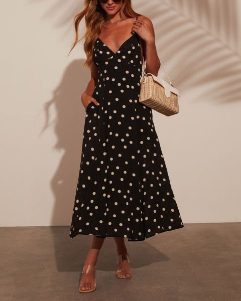 BLACK-WHITE-POLKADOT  DRESS