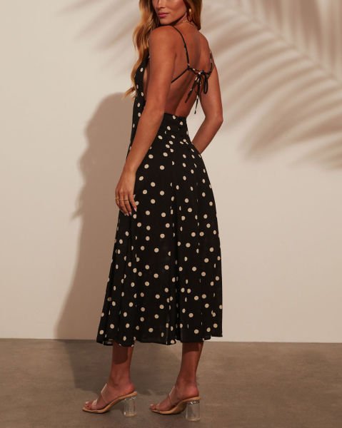 BLACK-WHITE-POLKADOT  DRESS