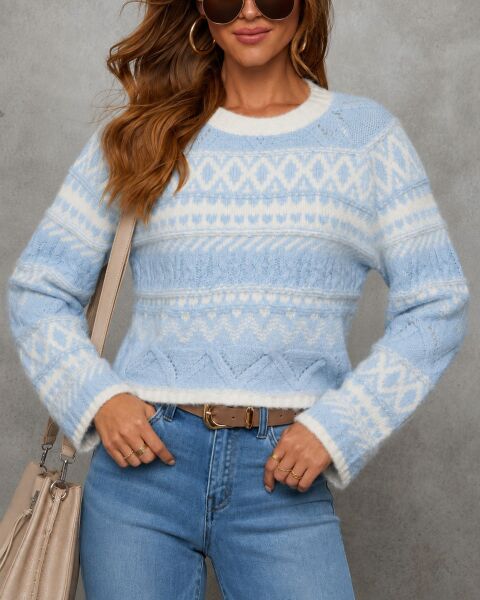 BLUE-ECRU SWEATER