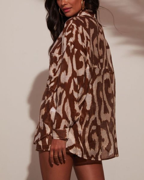 BROWN-ECRU-PRINTED  SHIRT