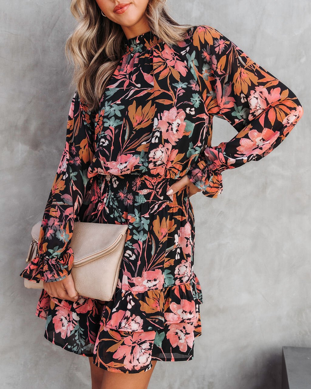BLACK-FLORAL DRESS