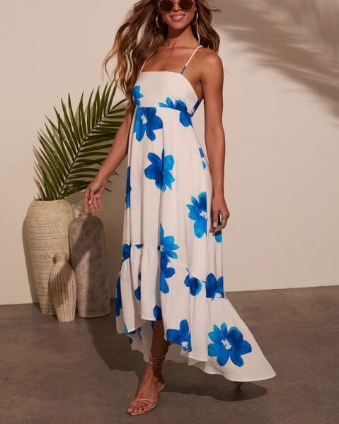 BLUE-WHITE-FLORAL DRESS