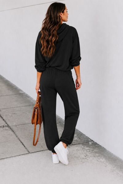 BLACK SWEATSHIRT AND PANTS SET XL - BLACK