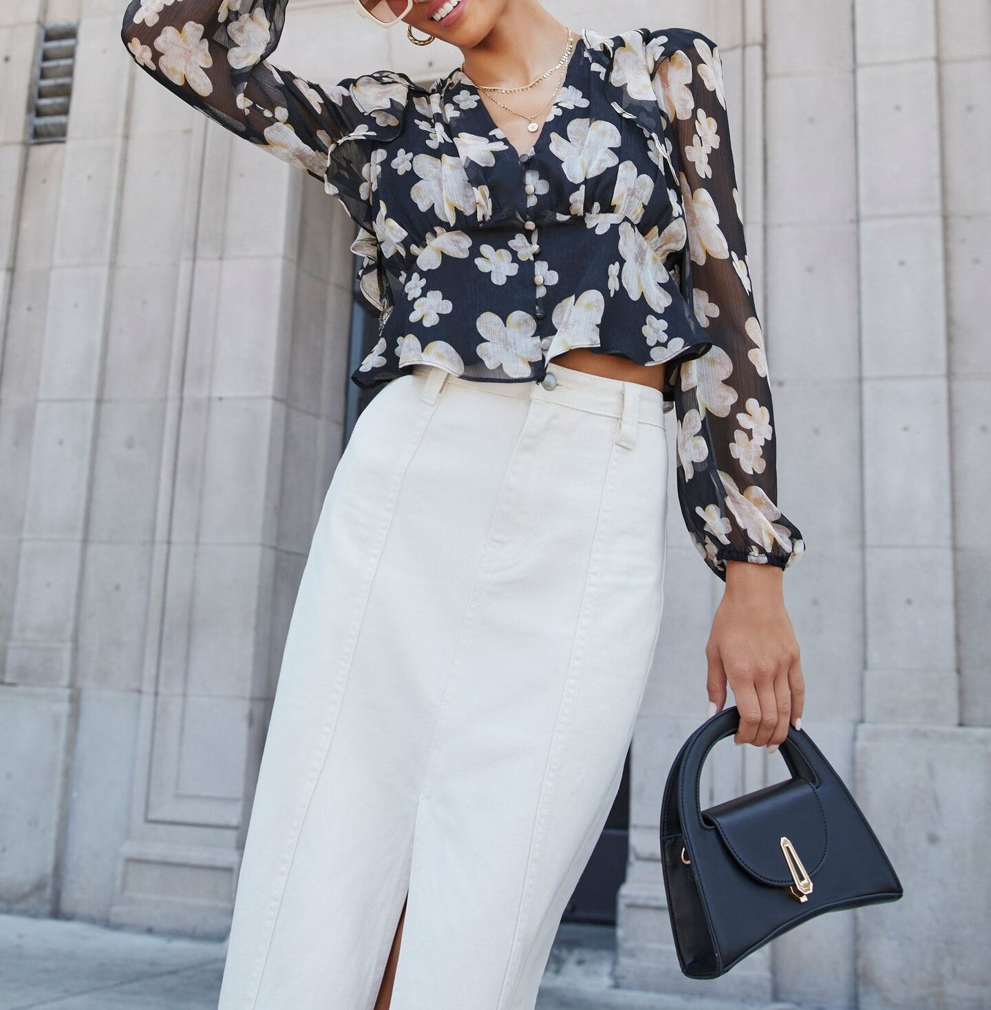 BLACK-FLORAL SHIRT