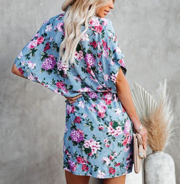BLUE-FLORAL DRESS L - BLUE-FLORAL