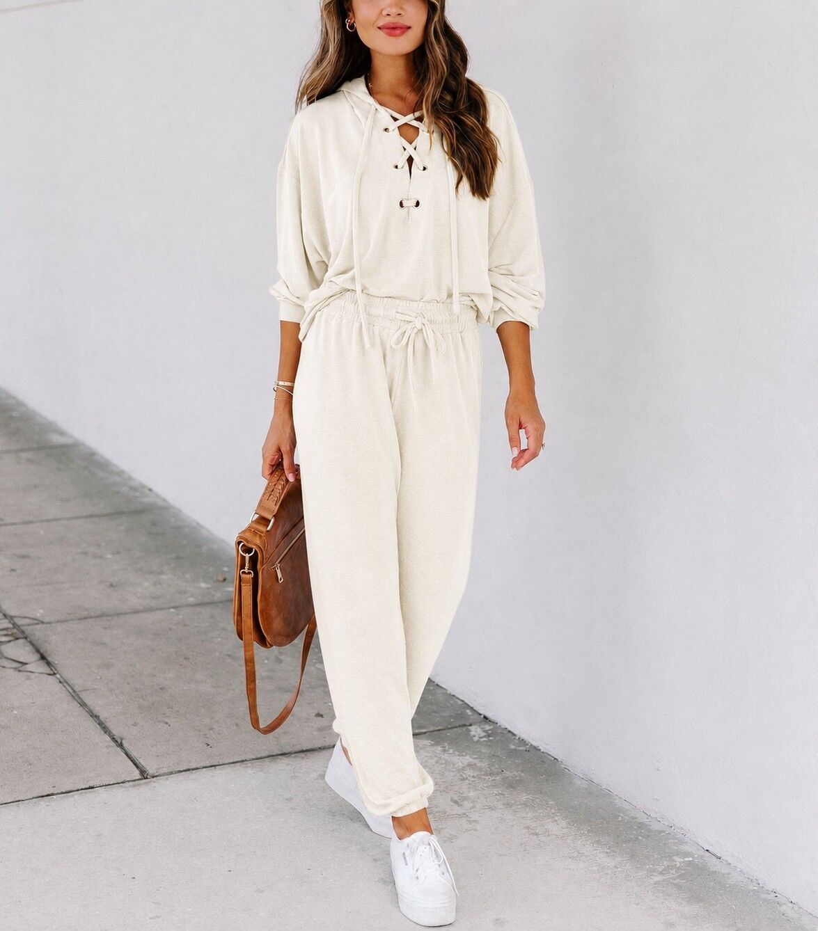 ECRU SWEATSHIRT AND PANTS SET XL - ECRU