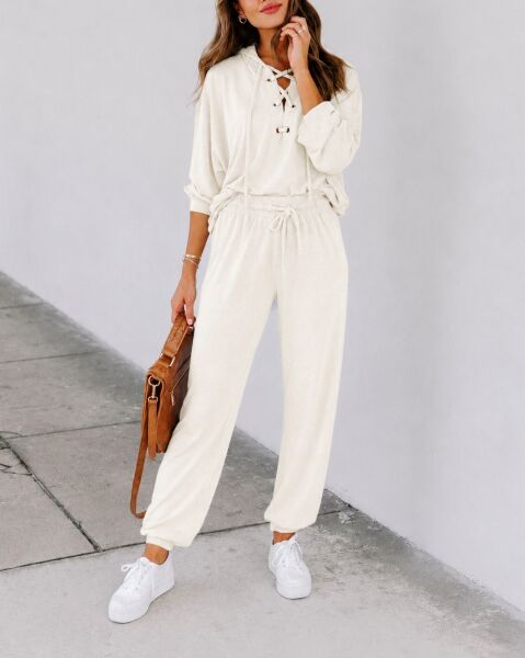 ECRU SWEATSHIRT AND PANTS SET XL - ECRU