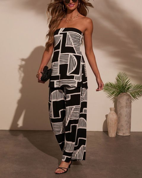 BLACK-WHITE-PRINTED  JUMPSUIT