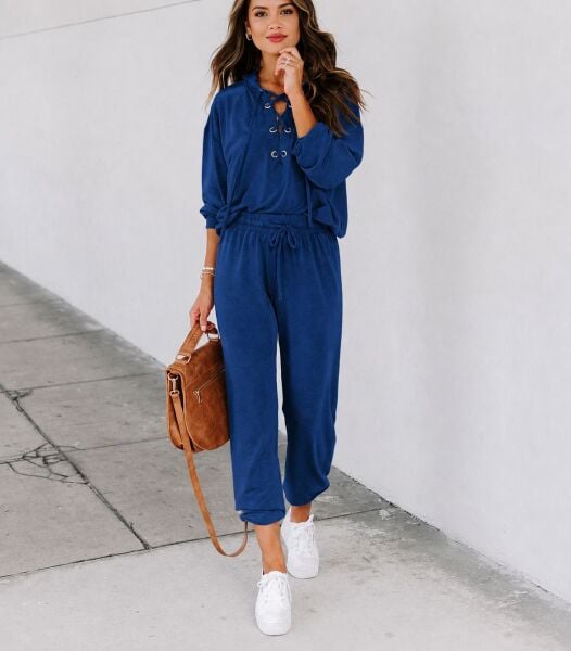 NAVY SWEATSHIRT AND PANTS SET XL - NAVY