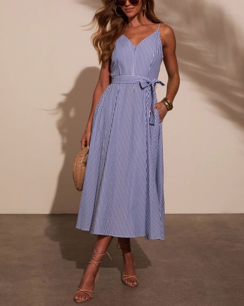 BLUE-WHITE-STRIPED  DRESS
