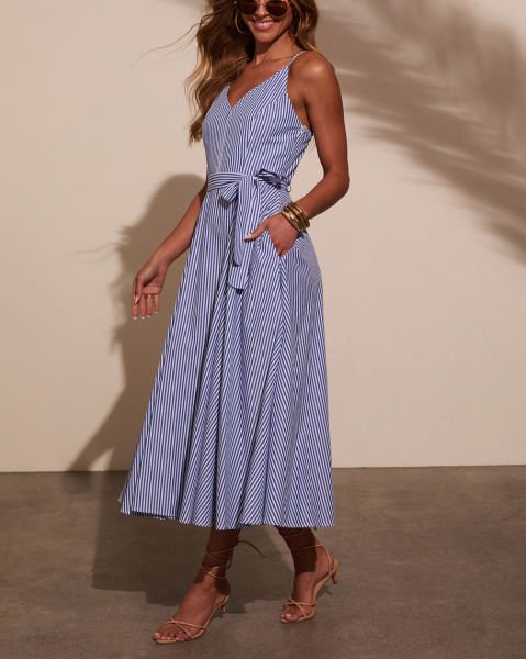 BLUE-WHITE-STRIPED  DRESS