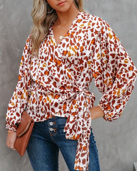ECRU-TILE-PRINTED BLOUSE