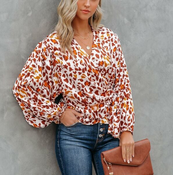 ECRU-TILE-PRINTED BLOUSE