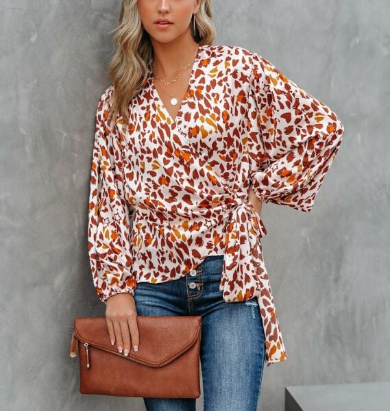ECRU-TILE-PRINTED BLOUSE