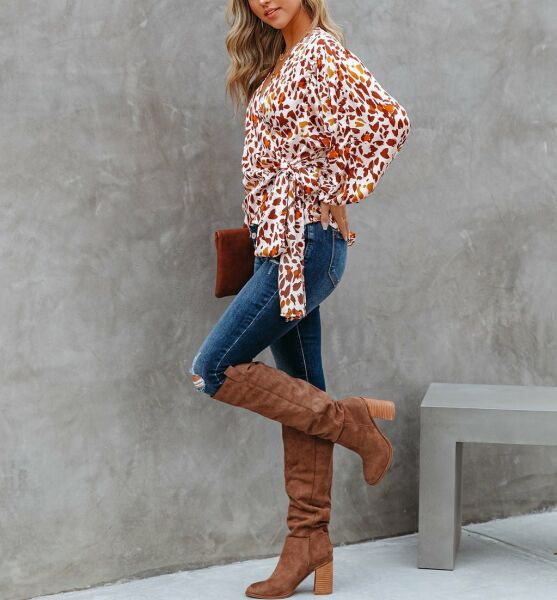 ECRU-TILE-PRINTED BLOUSE