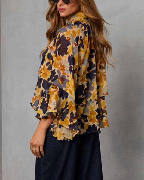 YELLOW-NAVY-FLORAL BLOUSE