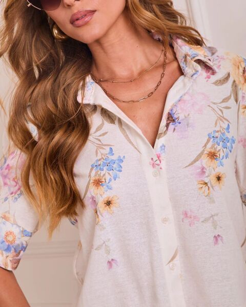 ECRU-FLORAL SHIRT