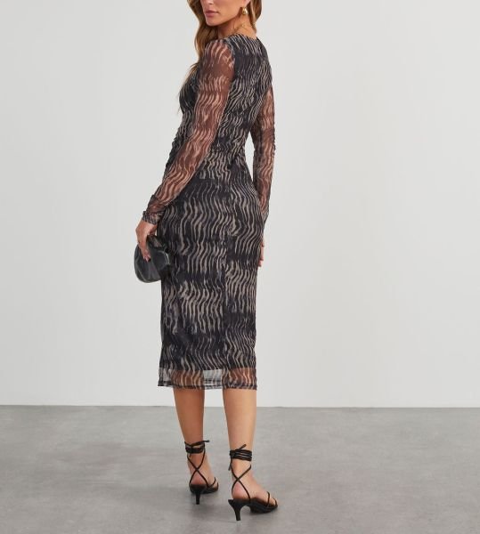 BLACK-GREY-PRINTED DRESS