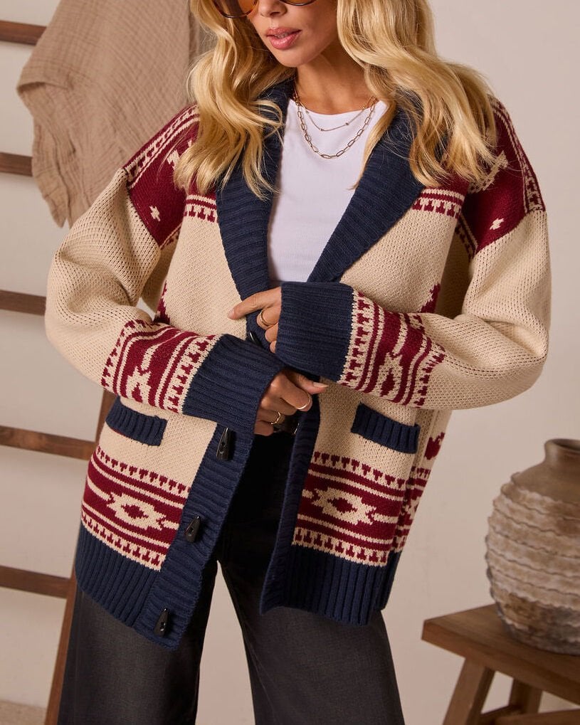 NAVY-STONE-RED SWEATER