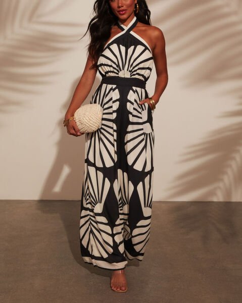 BLACK-WHITE-FLORAL JUMPSUIT