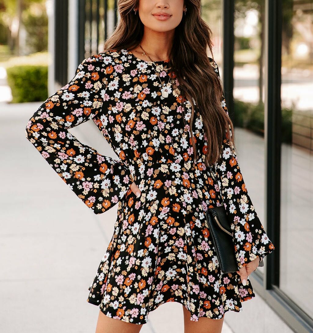 BLACK-FLORAL DRESS