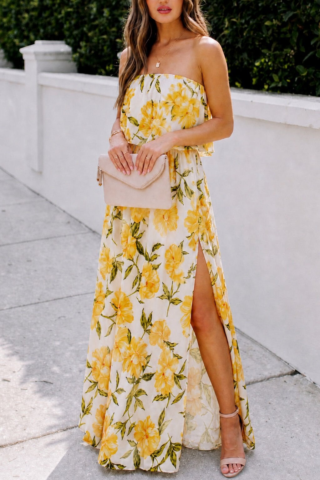 YELLOW-FLORAL DRESS M - YELLOW-FLORAL