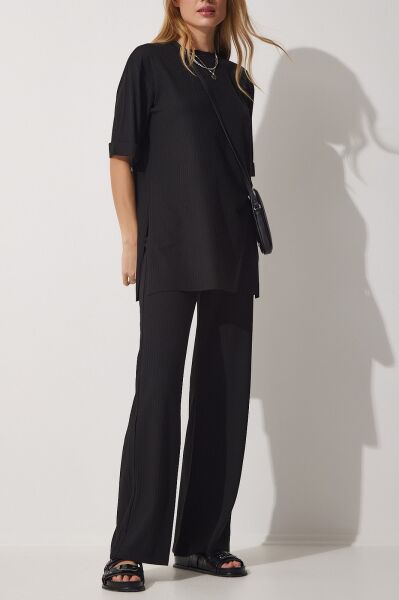 BLACK TOP-PANTS-SET L - BLACK