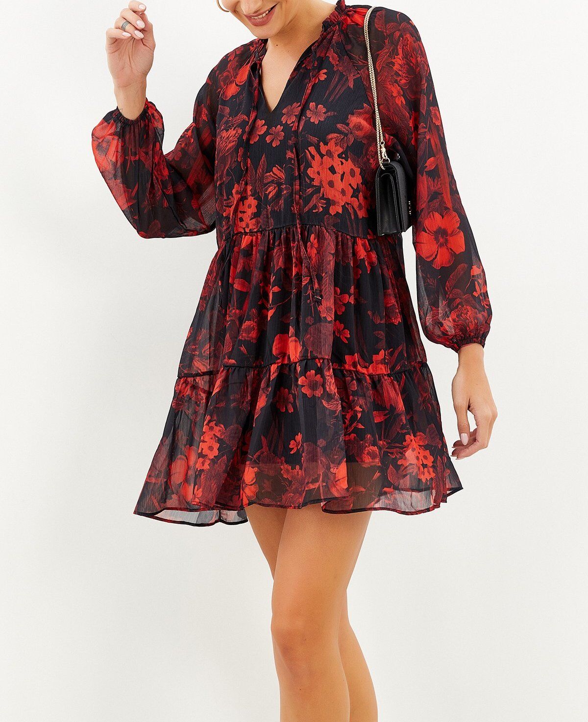BLACK-RED-FLORAL DRESS