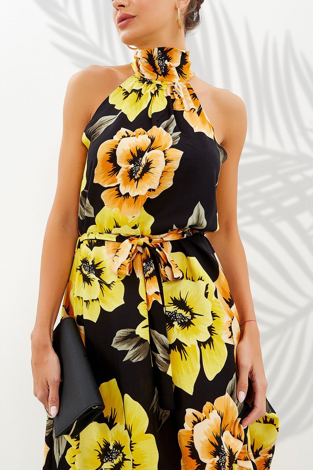 YELLOW-BLACK-FLORAL DRESS