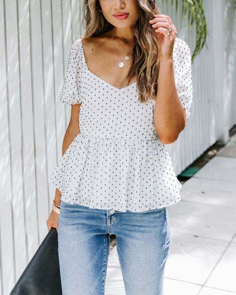 ECRU-POLKA-DOT  BLOUSE