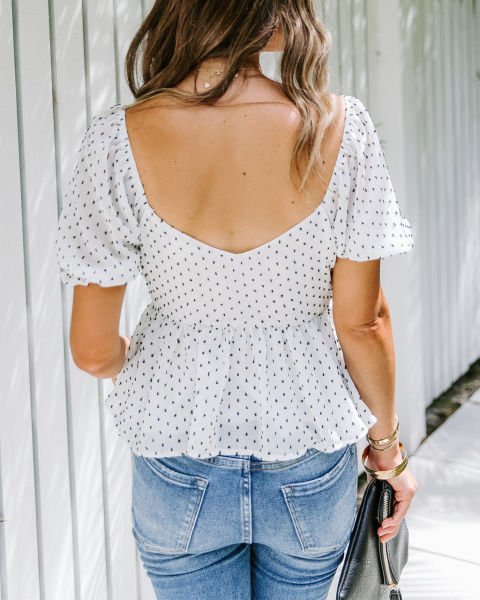 ECRU-POLKA-DOT  BLOUSE
