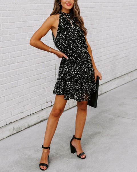 BLACK-POLKA-DOT  DRESS