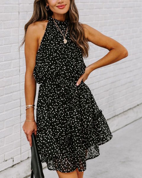 BLACK-POLKA-DOT  DRESS