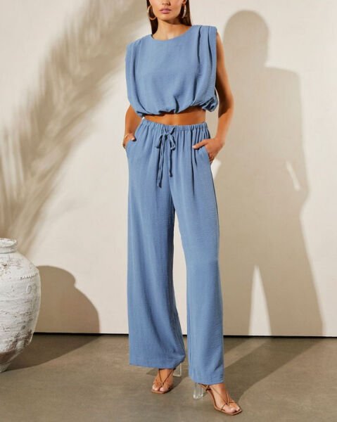 LAVENDER CROP TOP AND PANTS SET