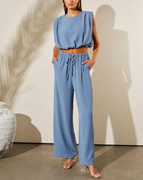 LAVENDER CROP TOP AND PANTS SET
