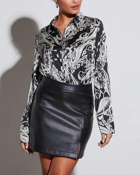 BLACK-ECRU-FLORAL SHIRT