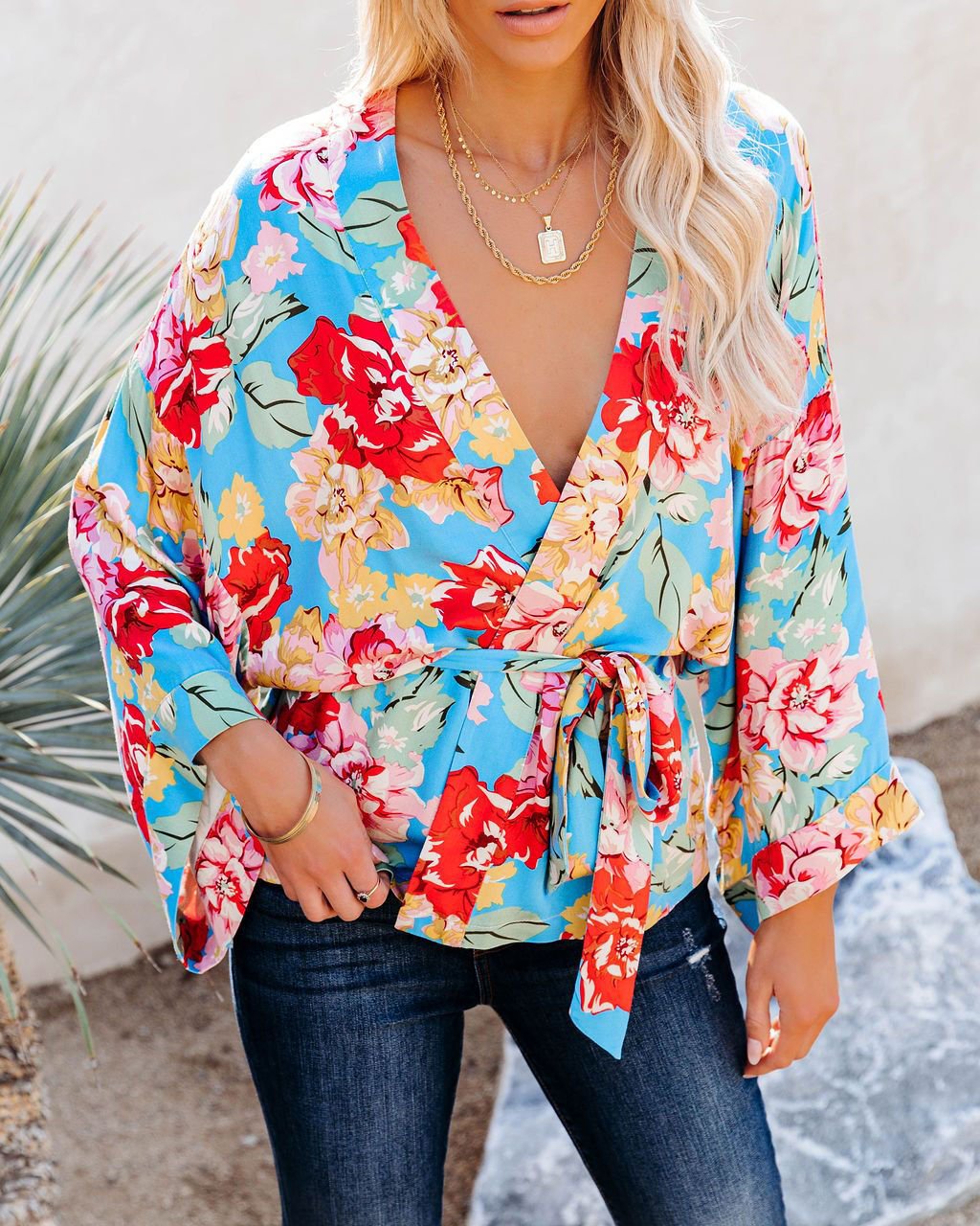 BLUE-FLORAL  BLOUSE