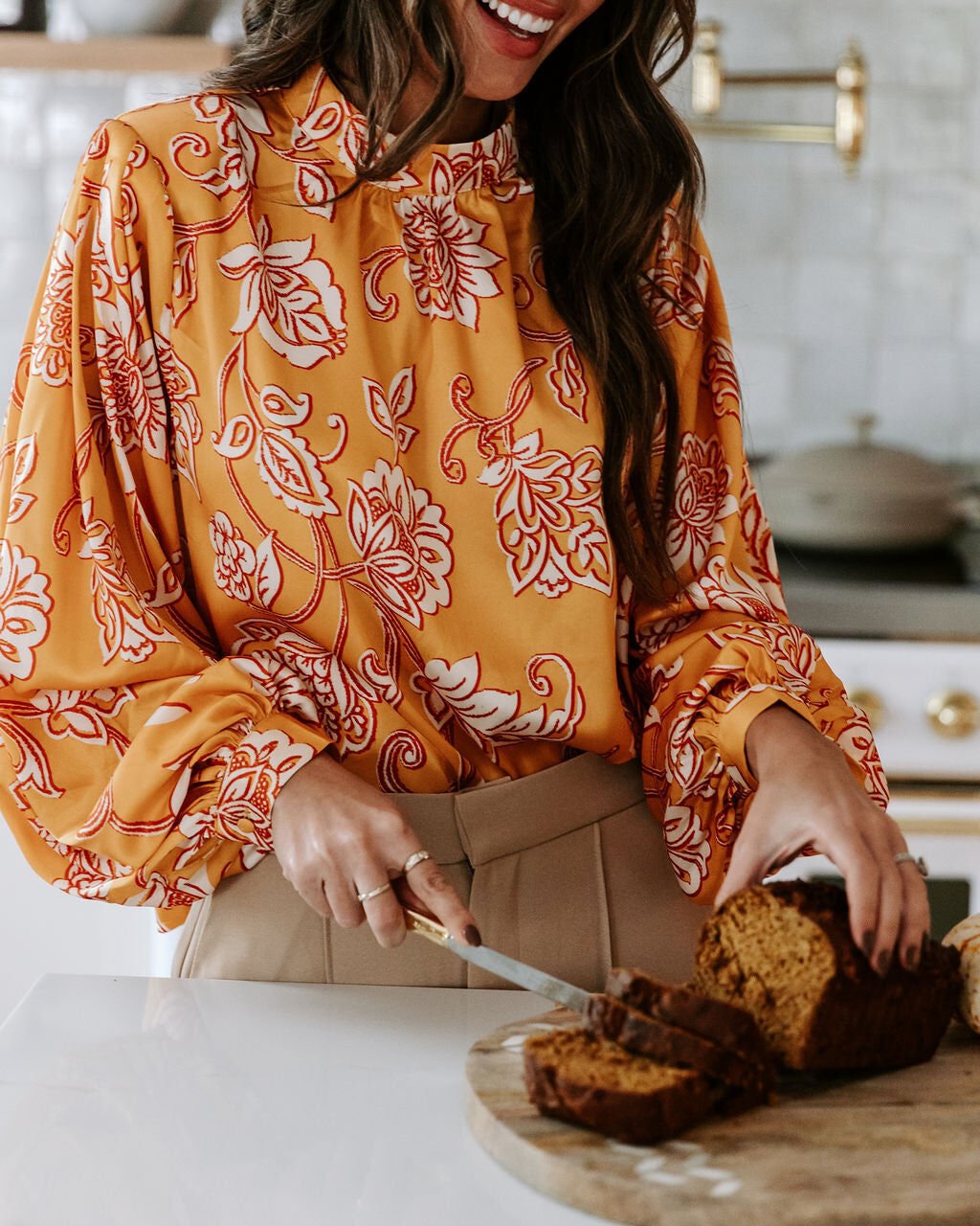 MUSTARD-FLORAL BLOUSE